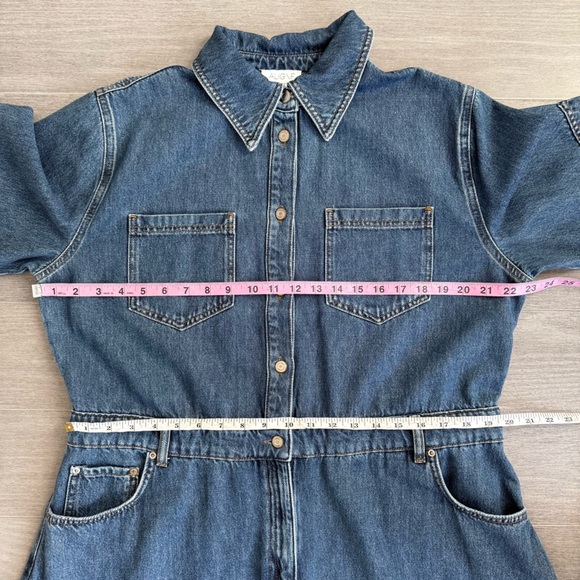 ALIGNE Mateo Short Sleeve Asymmetric Denim Midi Shirt Dress 12 Anthropologie - Picture 14 of 15